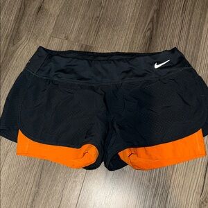 Nike Women's Gray and Orange Athletic Shorts